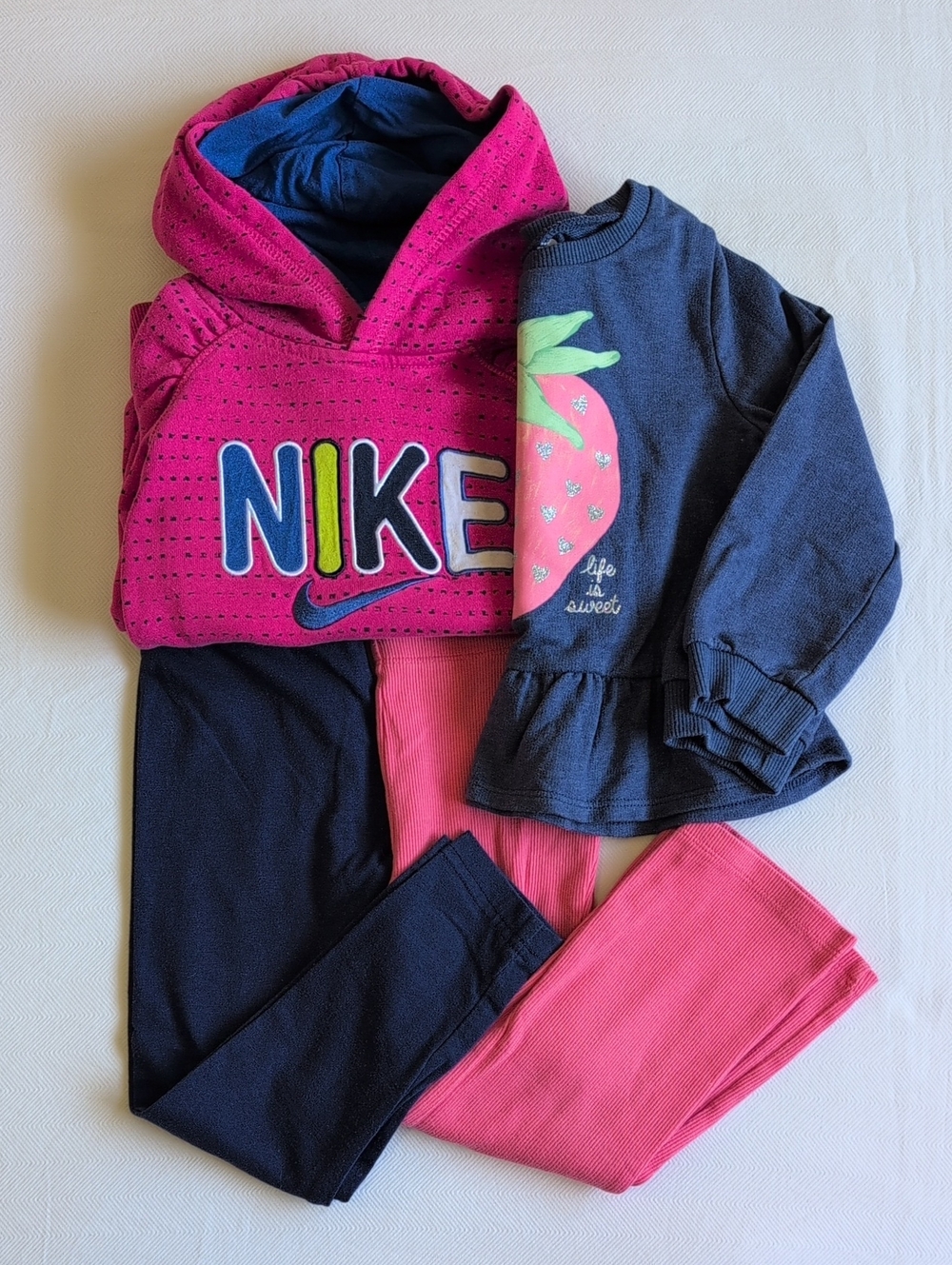 Girls 3T Active Playwear Sweatshirt Legging Bundle 4pc Nike Hoodie Carter's Cozy
